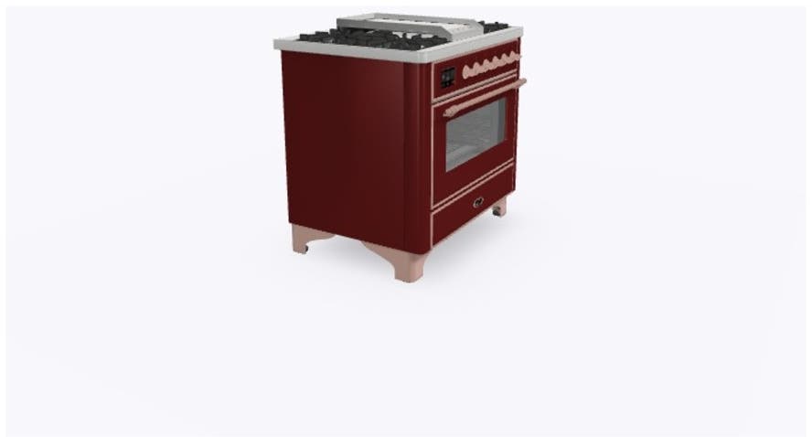 Ilve UM09FDNS3BUPLP Liquid Propane In Burgundy W/ Copper Trim