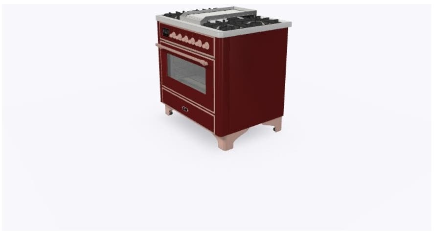 Ilve UM09FDNS3BUP Natural Gas In Burgundy W/ Copper Trim