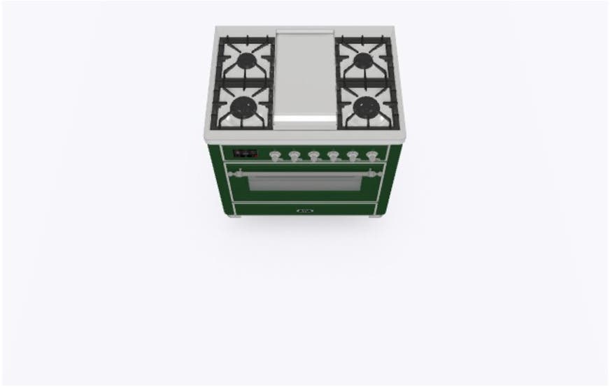 Ilve UM09FDNS3EGC Natural Gas In Emerald Green W/ Chrome Trim