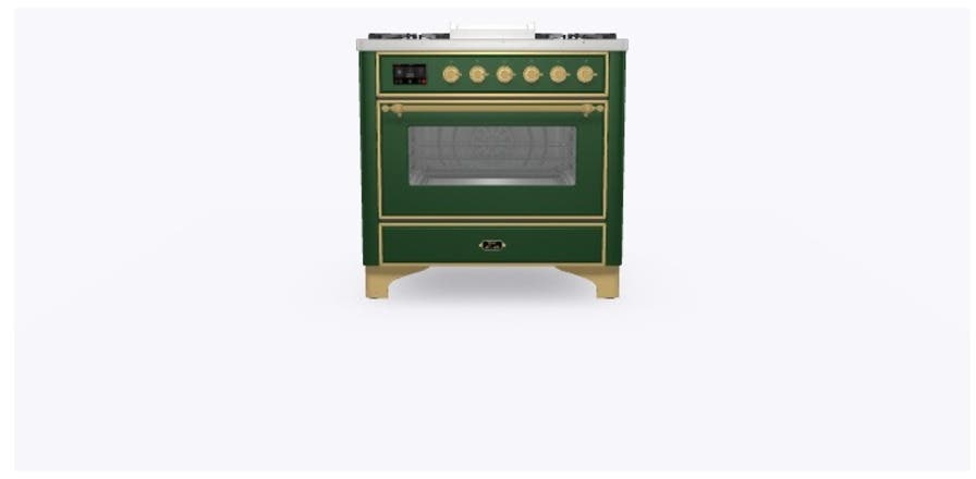 Ilve UM09FDNS3EGG Natural Gas In Emerald Green W/ Brass Trim