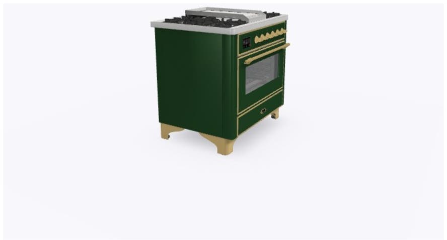Ilve UM09FDNS3EGG Natural Gas In Emerald Green W/ Brass Trim