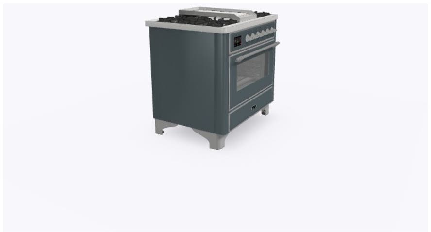 Ilve UM09FDNS3BGC Natural Gas In Blue Grey W/ Chrome Trim