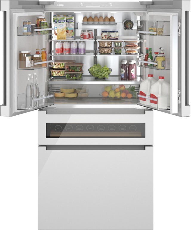 Bosch B36CL81ENW 36 Inch Freestanding 4 French Door Smart Refrigera...