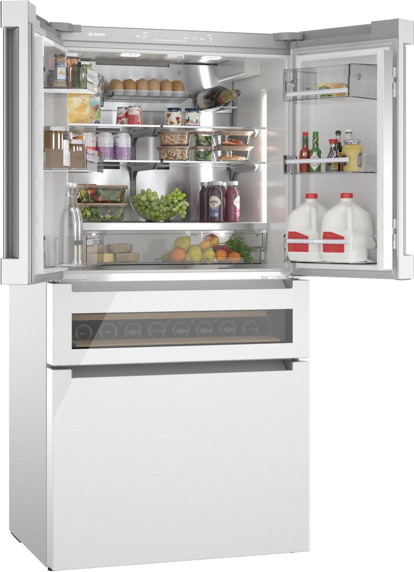 Bosch B36CL81ENW 36 Inch Freestanding 4 French Door Smart Refrigera...