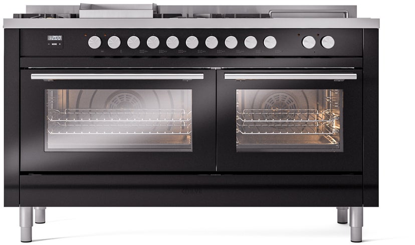 Ilve UP60FSQMPBGLP Professional Plus 60 Inch Dual Fuel Range with 7 S...