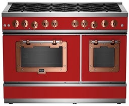 Carmine Red With Brushed Copper Trim, Natural Gas