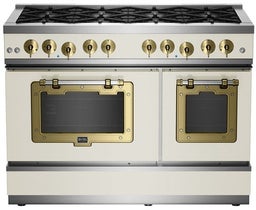 Grey White With Brushed Brass Trim, Natural Gas