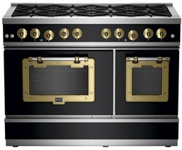 Matte Black With Brushed Brass Trim, Natural Gas