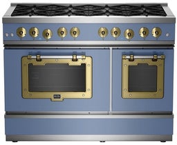 Pastel Blue With Brushed Brass Trim, Natural Gas