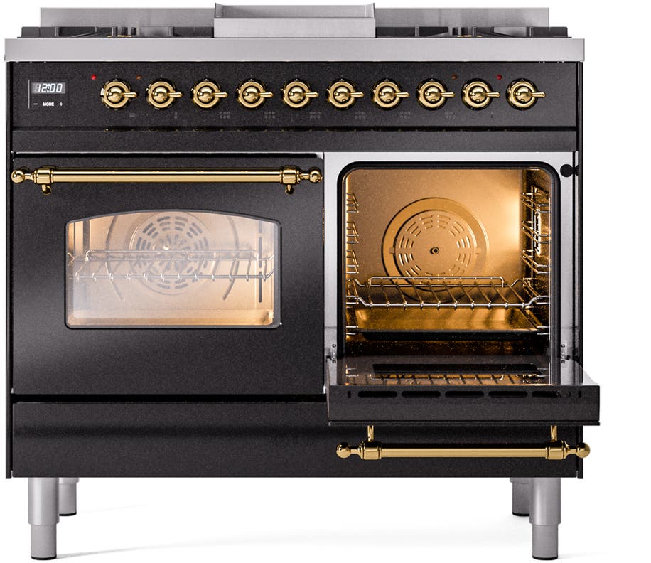 Ilve UPD40FNMPBKGLP Glossy Black With Brass Trim, Lp