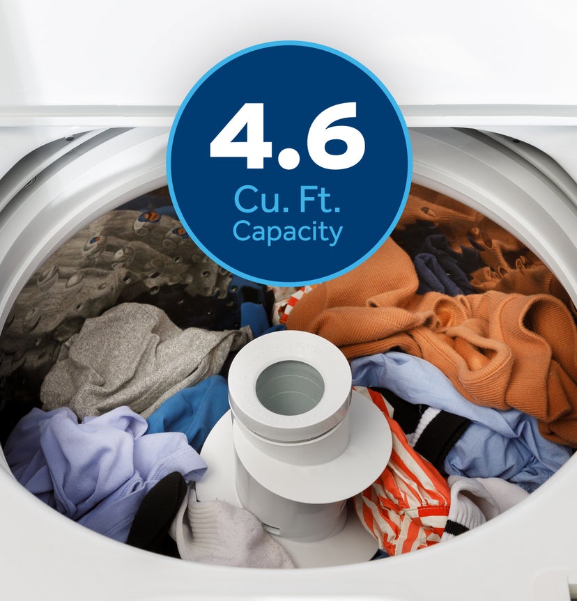 GE GTW538ASWWS 4.6 Cu. Gt. High-Efficiency Top Load Washer with S...