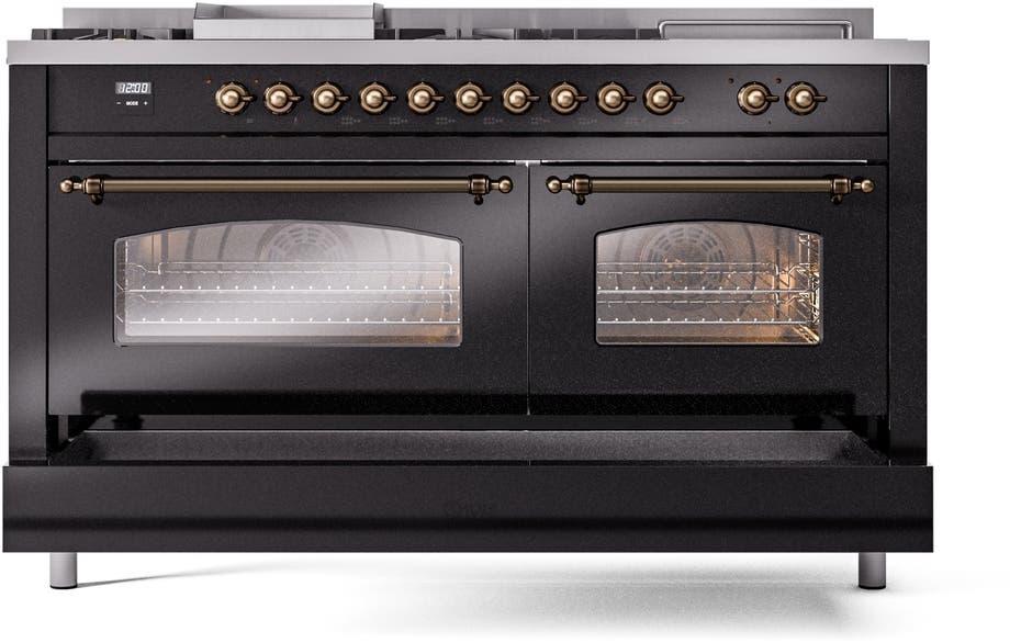Ilve UP60FSNMPBKBLP Glossy Black With Bronze Trim, Lp