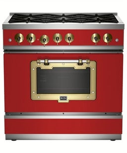 Carmine Red With Brushed Brass Trim, Liquid Propane