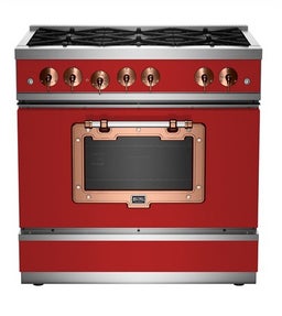Carmine Red With Brushed Copper Trim, Natural Gas