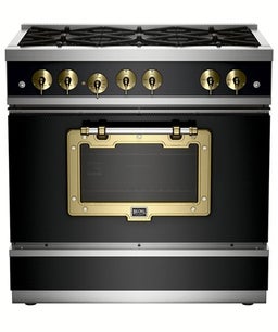 Matte Black With Brushed Brass Trim, Natural Gas