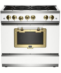 Matte White With Brushed Brass Trim, Natural Gas