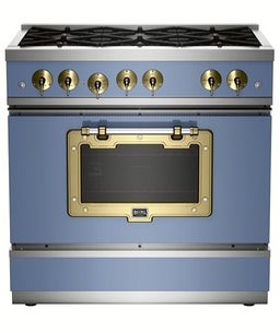 Pastel Blue With Brushed Brass Trim, Natural Gas
