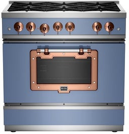 Pastel Blue With Brushed Copper Trim, Natural Gas
