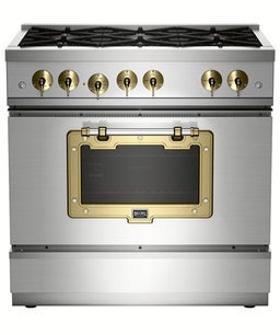 Stainless Steel With Brushed Brass Trim, Natural Gas