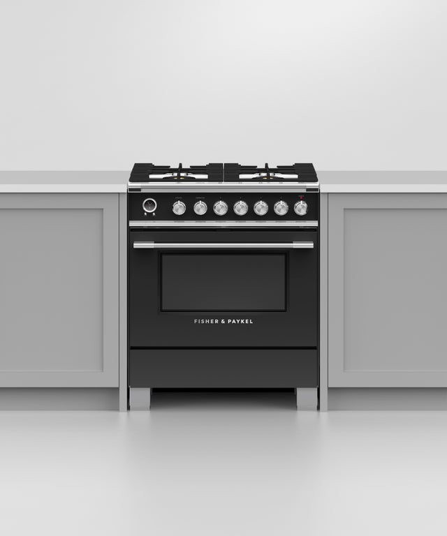 Fisher Paykel OR30SCG6B1 30" Classic Dual Fuel Range, 4 Burner, Self-cleani...