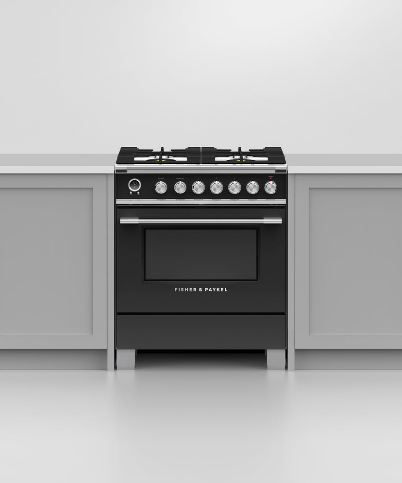 Fisher Paykel OR30SCG6B1 30" Classic Dual Fuel Range, 4 Burner, Self-cleani...