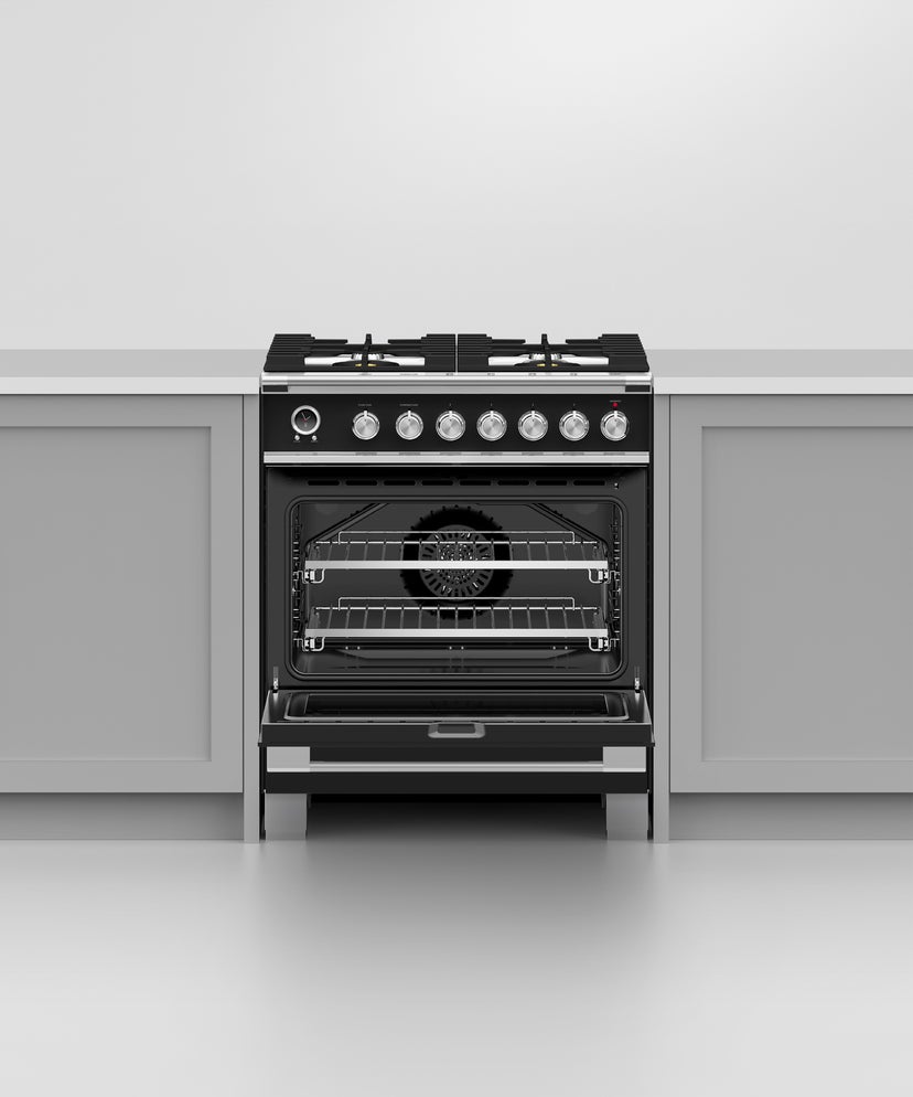 Fisher Paykel OR30SCG6B1 30" Classic Dual Fuel Range, 4 Burner, Self-cleani...