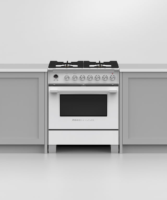 Fisher Paykel OR30SCG6W1 30" Classic Dual Fuel Range, 4 Burner, Self-cleani...