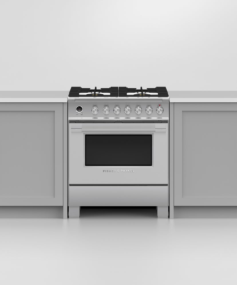 Fisher Paykel OR30SCG6X1 30" Classic Dual Fuel Range, 4 Burner, Self-cleani...