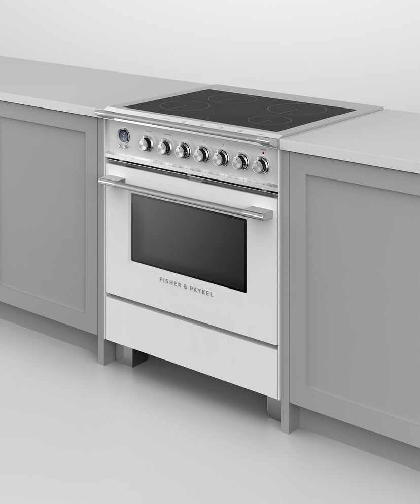 Fisher Paykel OR30SCI6W1 30" Induction Range, 4 Zones, Self-cleaning: White