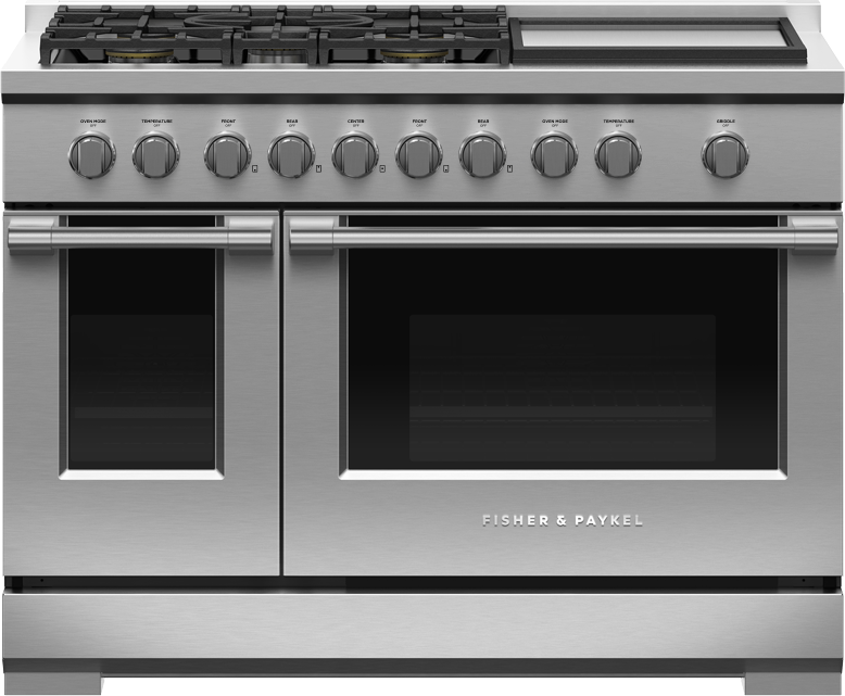 Fisher Paykel RGV3485GDN 48" Professional Gas Range: 5 Burners with Griddle...