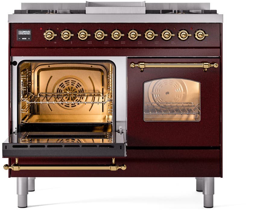 Ilve UPD40FNMPBUGLP Burgundy With Brass Trim, Lp