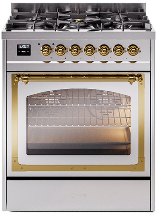 Stainless Steel With Brass Knobs, Natural Gas