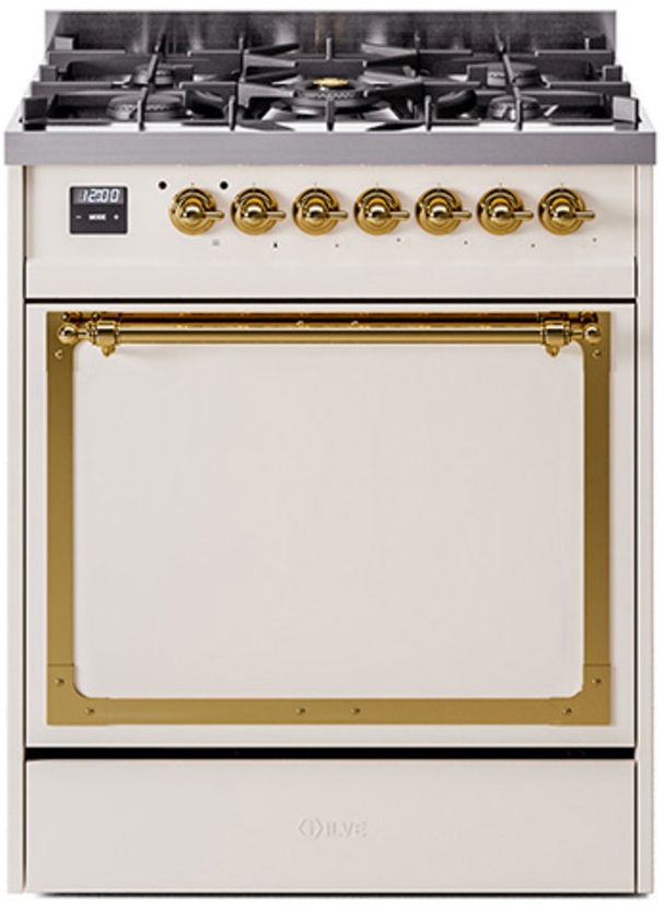 Antique White With Brass Knobs, Natural Gas