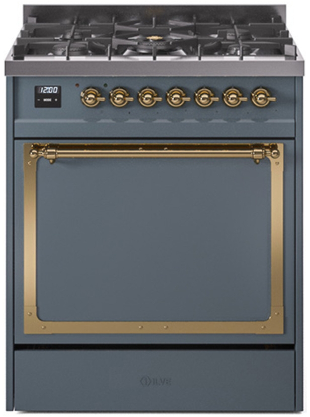 Blue Grey With Brass Knobs, Natural Gas