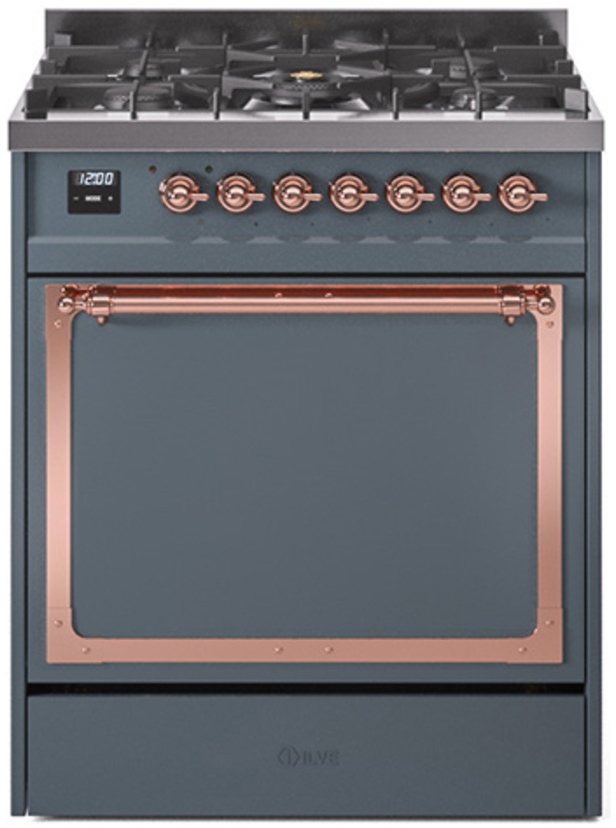 Blue Grey With Copper Knobs, Natural Gas