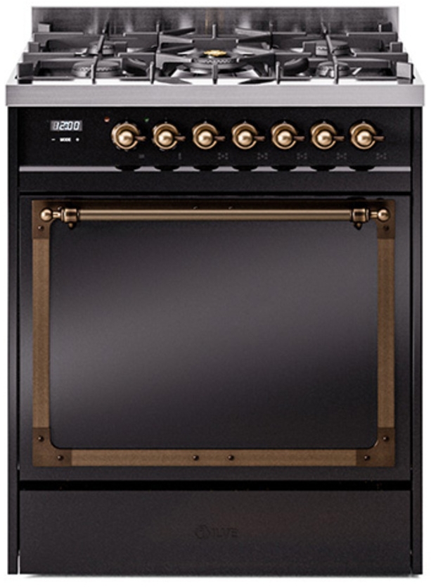 Glossy Black With Bronze Knobs, Natural Gas