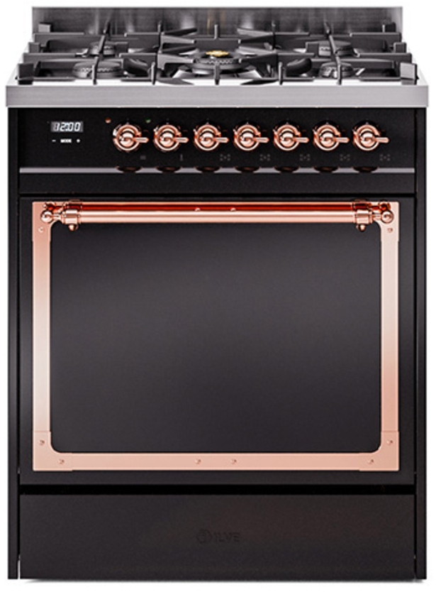 Glossy Black With Copper Knobs, Natural Gas