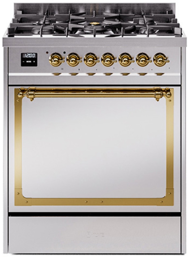 Stainless Steel With Brass Knobs, Natural Gas