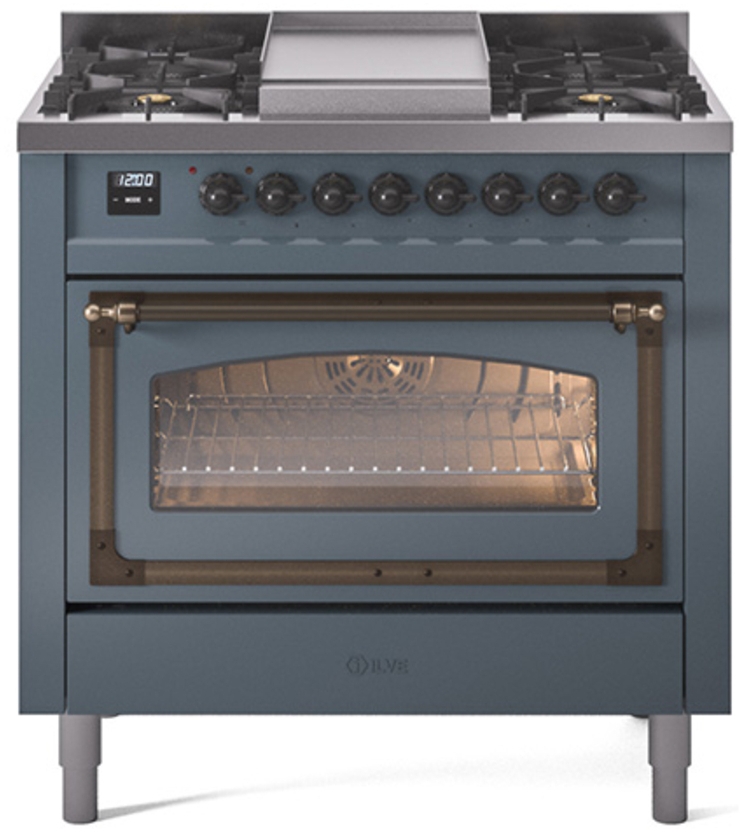 Blue Grey With Bronze Knobs, Natural Gas