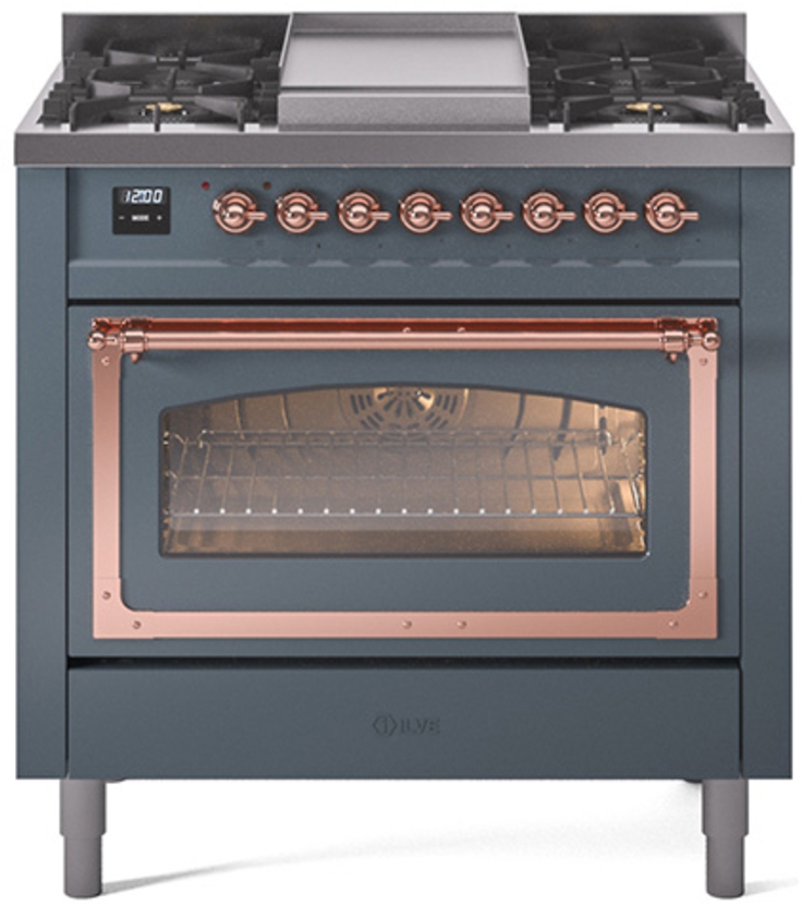 Blue Grey With Copper Knobs, Natural Gas