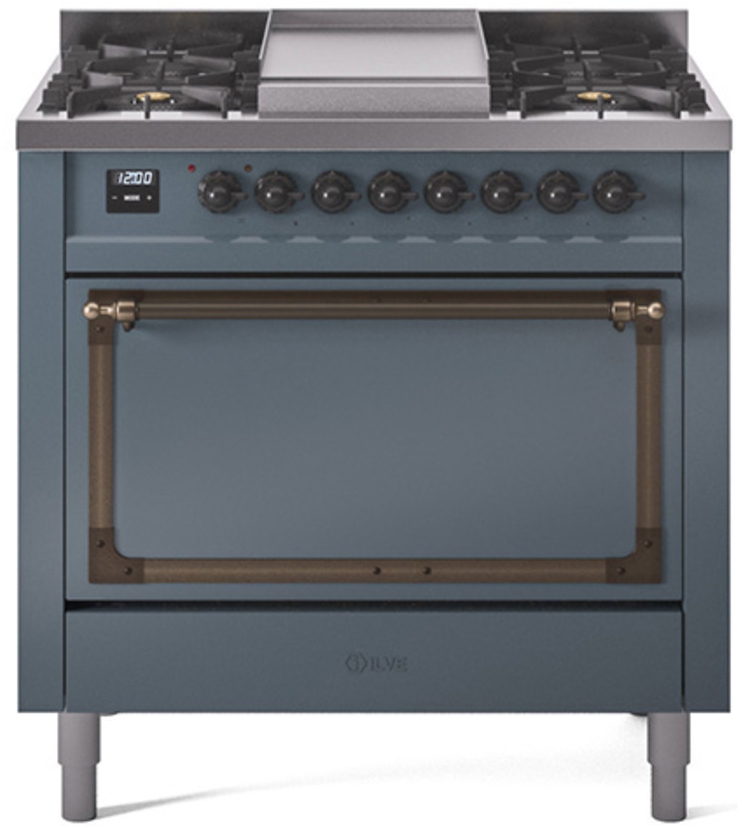 Blue Grey With Bronze Knobs, Natural Gas