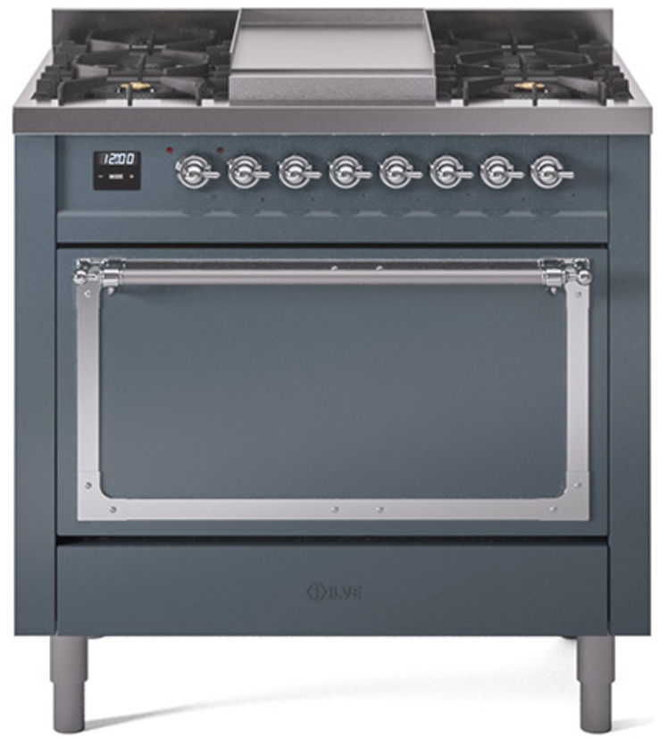 Blue Grey With Chrome Knobs, Natural Gas