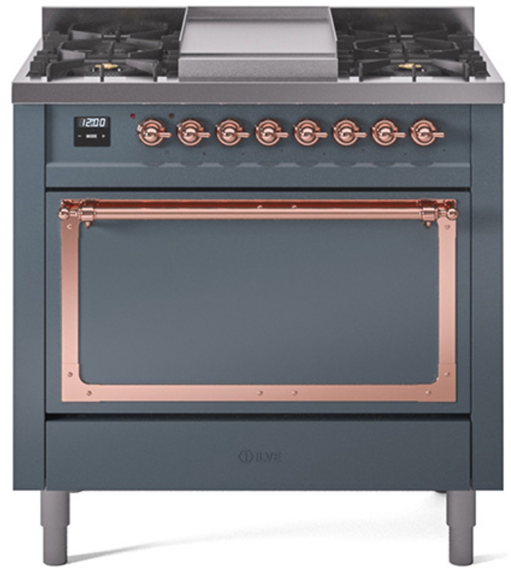 Blue Grey With Copper Knobs, Natural Gas