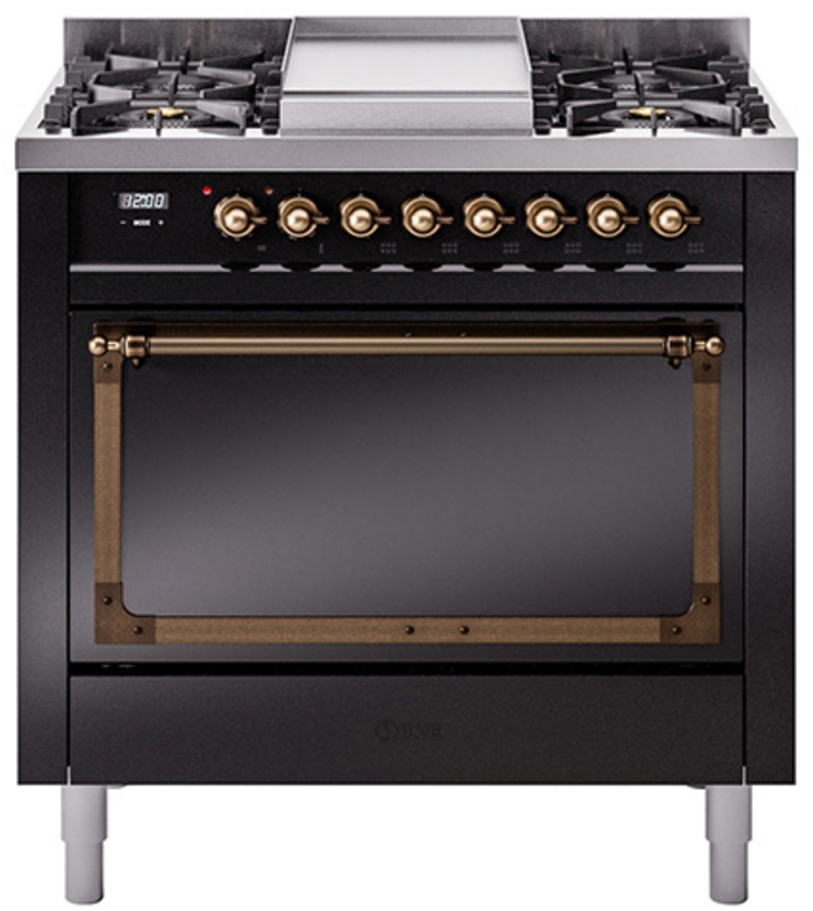 Glossy Black With Bronze Knobs, Natural Gas