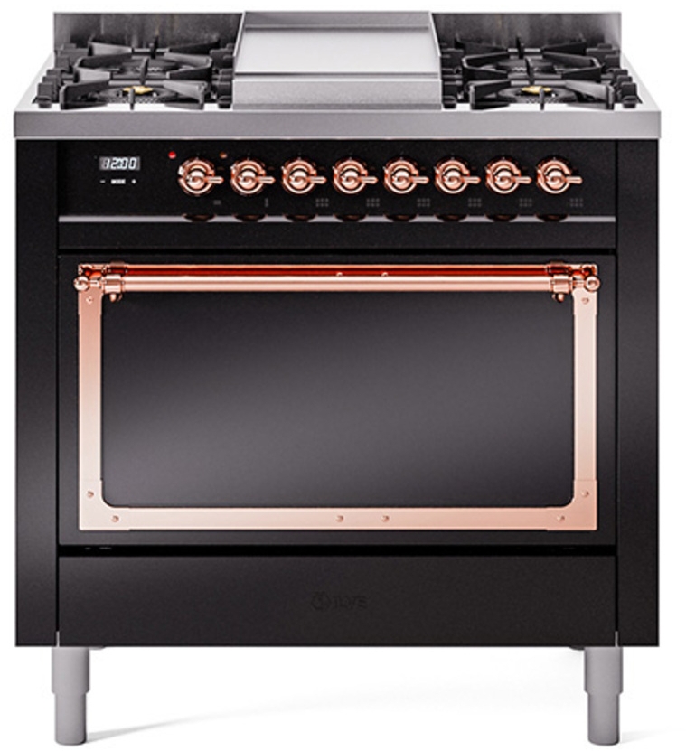 Glossy Black With Copper Knobs, Natural Gas