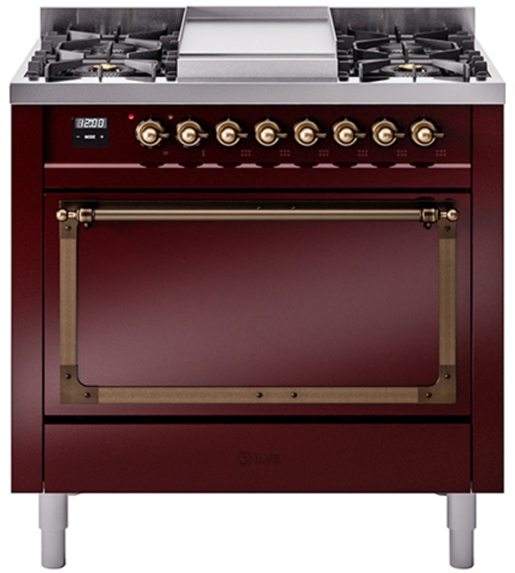 Burgundy With Bronze Knobs, Natural Gas