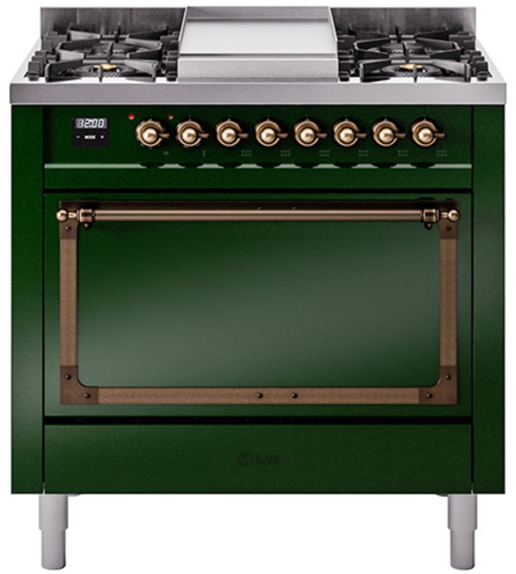 Emerald Green With Bronze Knobs, Natural Gas