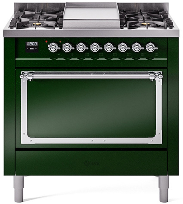 Emerald Green With Chrome Knobs, Natural Gas