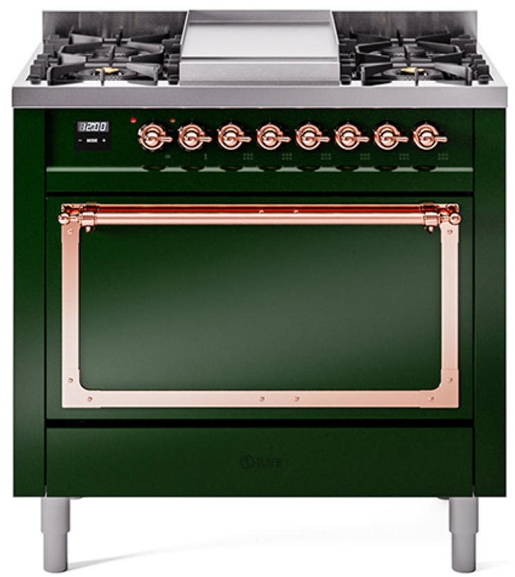 Emerald Green With Copper Knobs, Natural Gas