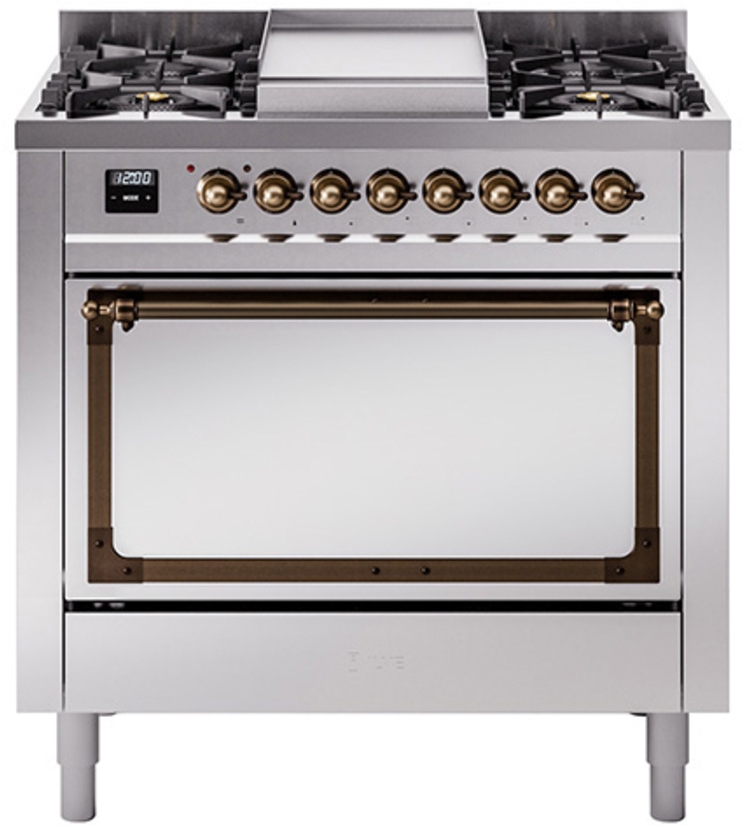 Stainless Steel With Bronze Knobs, Natural Gas